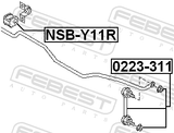 Febest NSB-Y11R Rear Stabilizer Bar Bush D14