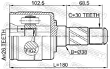 Febest 2211-BLLH Inner CV Joint Left 26X38X30
