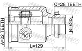 Febest 0511-M316MTRH Inner CV Joint Right 22X43X28