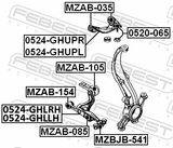Febest MZAB-154 Bushing, Front Lower Control Arm
