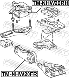 Febest TM-NHW20RH Right Engine Mount (Hydro)
