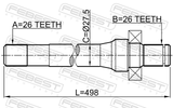 Febest 2212-SP Axle Half Shaft Left 26X497X26