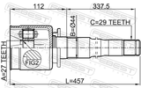 Febest 2911-DIIIFRH Inner CV Joint Right 27X44X29