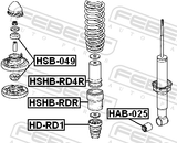 Febest HAB-025 Bushing, Rear Shock Absorber