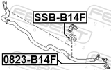 Febest SSB-B14F Front Stabilizer Bar Bush D23