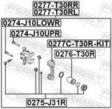 Febest 0277-T30RR Rear Right Brake Caliper Assembly (With Bracket)