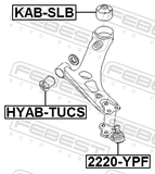 Febest 2220-YPF Ball Joint Front Lower Arm