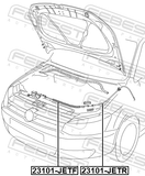 Febest 23101-JETR Cable Assembly Hood Lock Control