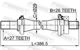 Febest 1212-TUC Axle Half Shaft Right 27X386X26