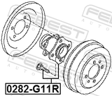 Febest 0282-G11R Rear Wheel Hub