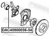 Febest DAC40800036-34 Front Wheel Bearing 40X80X36X34