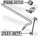 Febest PGSB-307FV2 Front Stabilizer Bar Bush D23