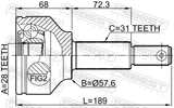 Febest 2110-TTF Outer CV Joint 28X57.6X31