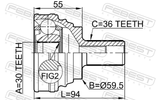 Febest 2310-030 Outer CV Joint 30X59.5X36