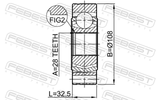 Febest 2311-B6 Inner CV Joint 28X108