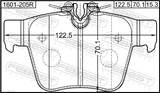 Febest 1601-205R Pad Kit, Disc Brake, Rear (With Anti Squeal Shim)