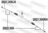 Febest 2521-308LH Steering Tie Rod End Right