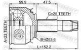 Febest 1810-MOK Outer CV Joint 23X53.6X25