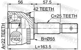 Febest 0210-013A42 Outer CV Joint 22X55X25