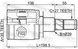Febest 0211-D40AT Inner CV Joint Left 35X39X27