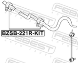 Febest BZSB-221R-KIT Rear Stabilizer Bar Bush Kit D21