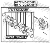 Febest 0176-UZJ200F Front Caliper Piston D51