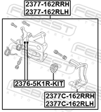 Febest 2377-162RLH Rear Left Brake Caliper Assembly (With Bracket)