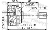 Febest 2210-CERA46 Outer CV Joint 22X60X27