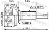 Febest 0110-KGB10 Outer CV Joint 19X49.2X24