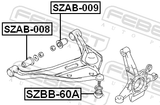 Febest SZBB-60A Lower Control Arm Ball Joint Boot 30X26X17