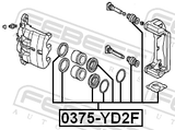 Febest 0375-YD2F Front Brake Caliper Repair Kit (Set For One Side)