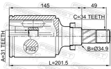 Febest 1011-J300RH Inner CV Joint Right 31X34.9X34