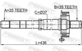 Febest 2112-ESC Axle Half Shaft Right 35X437X35