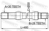 Febest 2212-SOR Axle Half Shaft Right 30X480X28