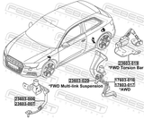 Febest 23603-007 Level Sensor, Front Right (With Bracket, With Link)