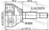 Febest 2110-EXPAWD Outer CV Joint 27X55X38