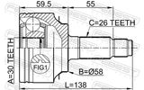 Febest 0310-FD Outer CV Joint 30X58X26