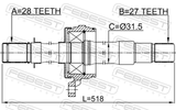 Febest 1212-IKLH Axle Half Shaft Left 27X518X28
