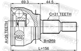 Febest 0510-KEAT Outer CV Joint 26X59X31