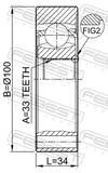 Febest 2311-5021 Inner CV Joint 33X100