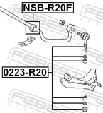 Febest NSB-R20F Front Stabilizer Bar Bush D29