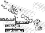 Febest 0174-GRJ200R-KIT Rear Caliper Slide Pin Kit