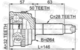 Febest 0310-033A50 Outer CV Joint 32X64X28
