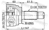 Febest 1910-E70 Outer CV Joint 33X65X30