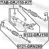 Febest TAB-GRJ150-KIT Steering Rack Bushing Kit