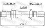 Febest 2212-FBAT Axle Half Shaft Right 27X398X28
