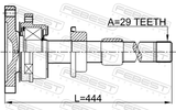 Febest 0212-T30MTRH Axle Half Shaft Right 29X443X0