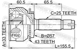 Febest 0410-044A43 Outer CV Joint 33X57X25