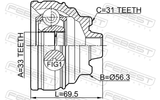 Febest 1910-F30 Outer CV Joint 33X56.3X31