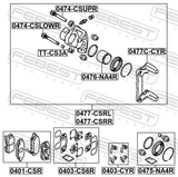 Febest 0477-CSRR Rear Right Brake Caliper Assembly (With Bracket)